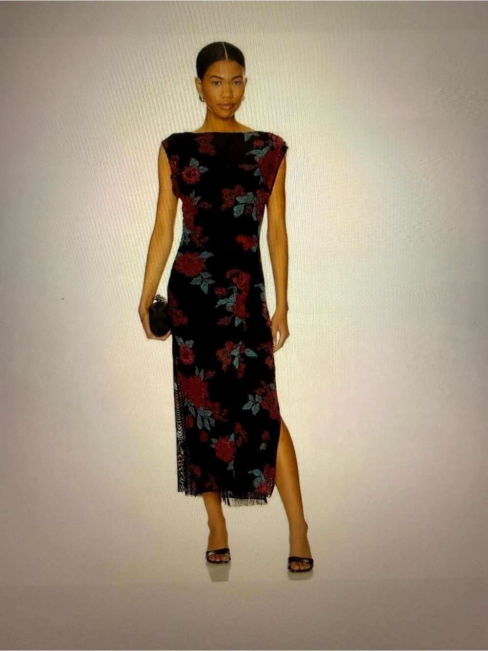 FREE PEOPLE Carmel Floral Mesh Midi-Dress